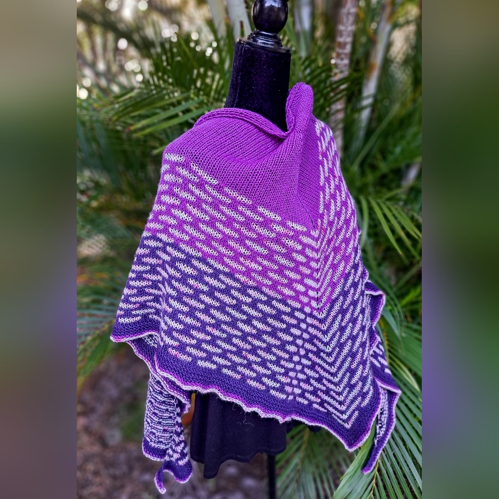 SOLD One of a Kind Warm and Cozy Knit Shawl Purple Pink Hand Dyed Wool Cashmere - Picture 1 of 15